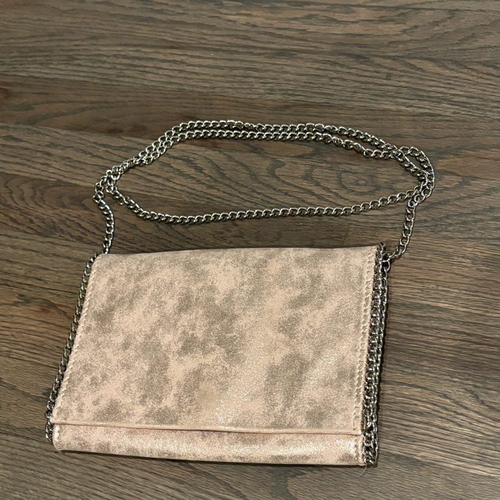 Pink sparkle Chelsea28 bag with silver chain